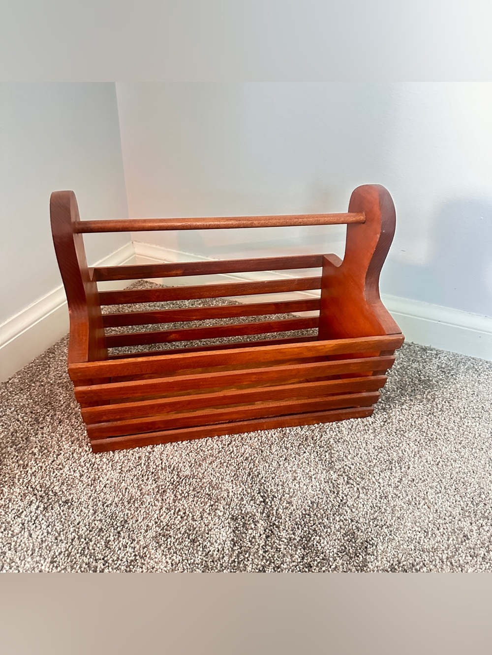 Handmade wooden caddy magazine basket